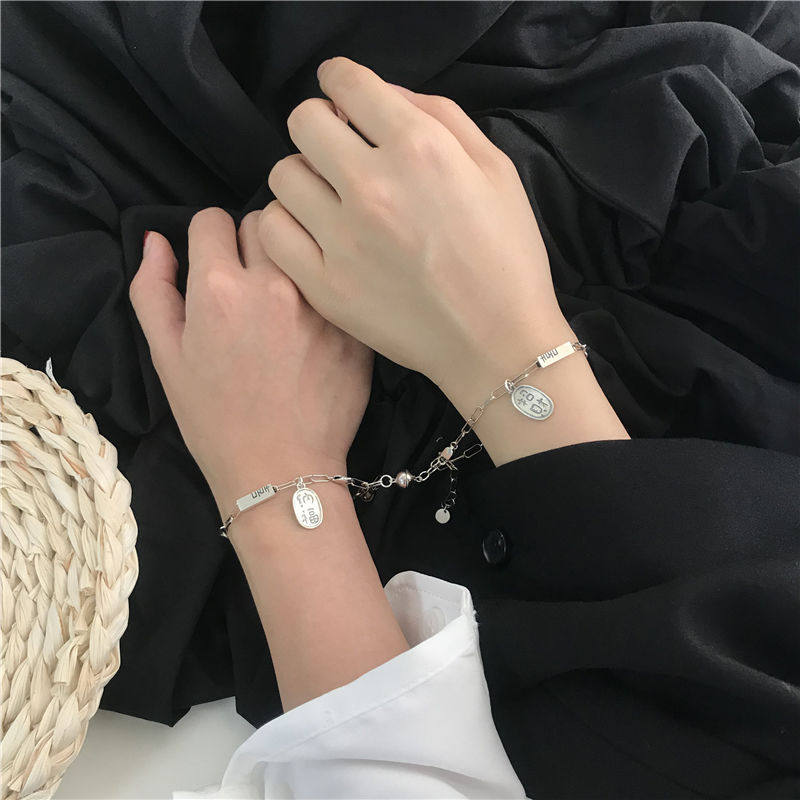 网红招财纳福情侣手链二人韩版简约ins男女发圈