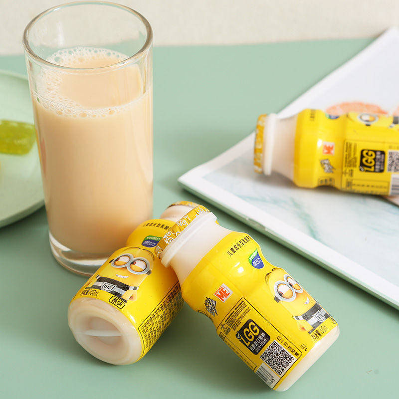 瑶味动力小黄人乳酸菌原味草莓100ml24瓶儿童饮品含乳饮料