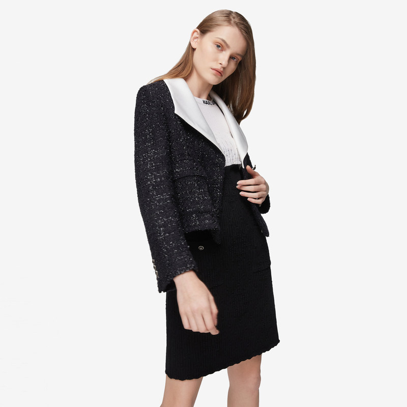 大淘人折扣商城 女装 karl lagerfeld卡尔老佛爷秋季新款黑白撞色粗花