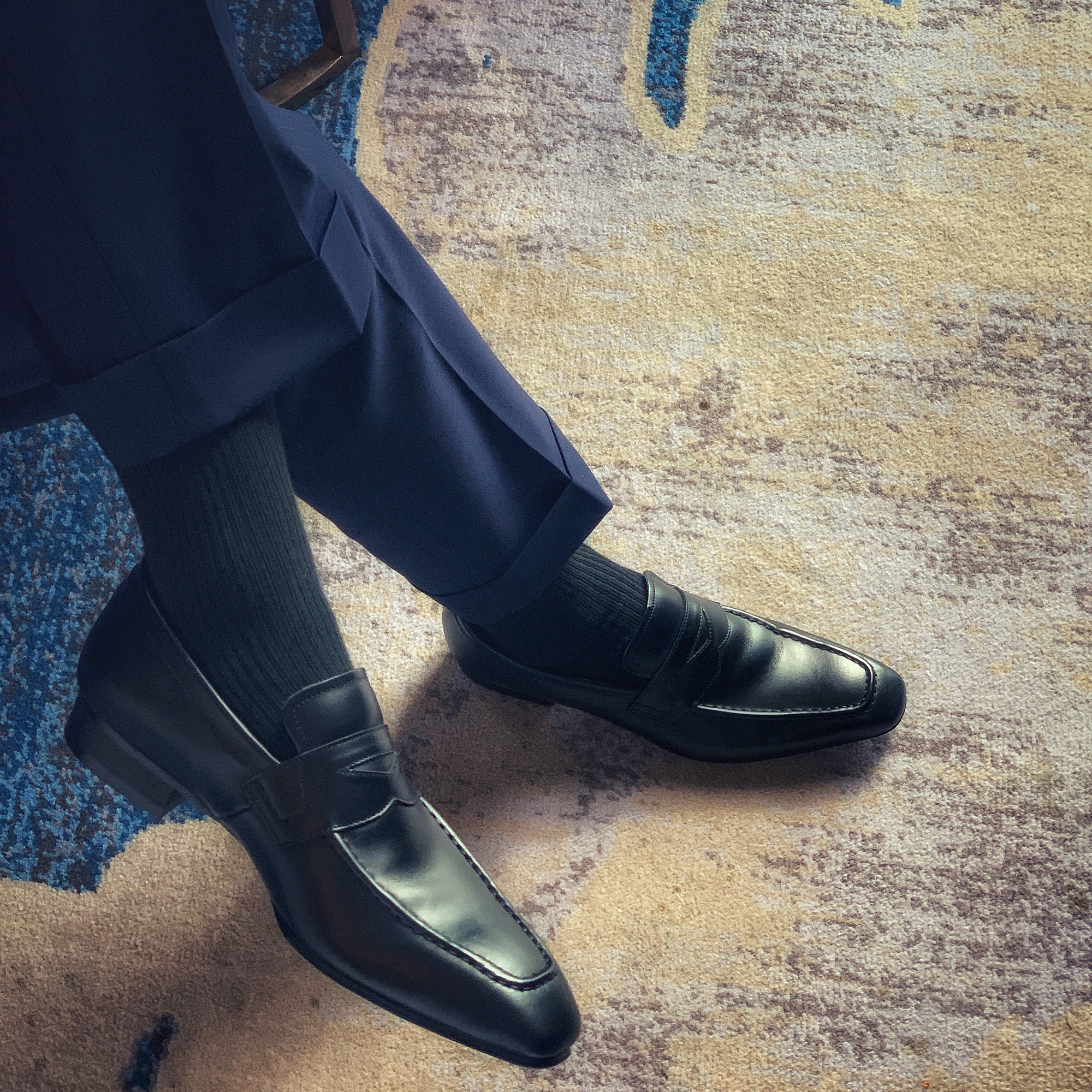 3双西装上班族商务男士长筒筒袜条纹吸湿排汗短袜