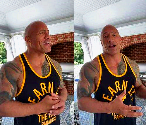 巨石强森牛头背心 速干棉透气运动T恤大码男子举铁吸汗健身训练服