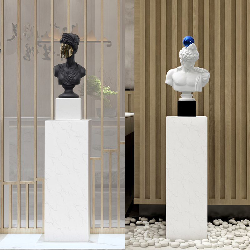 大理石雕塑底座定制售楼部艺术装饰品展示台商场石墩摆件