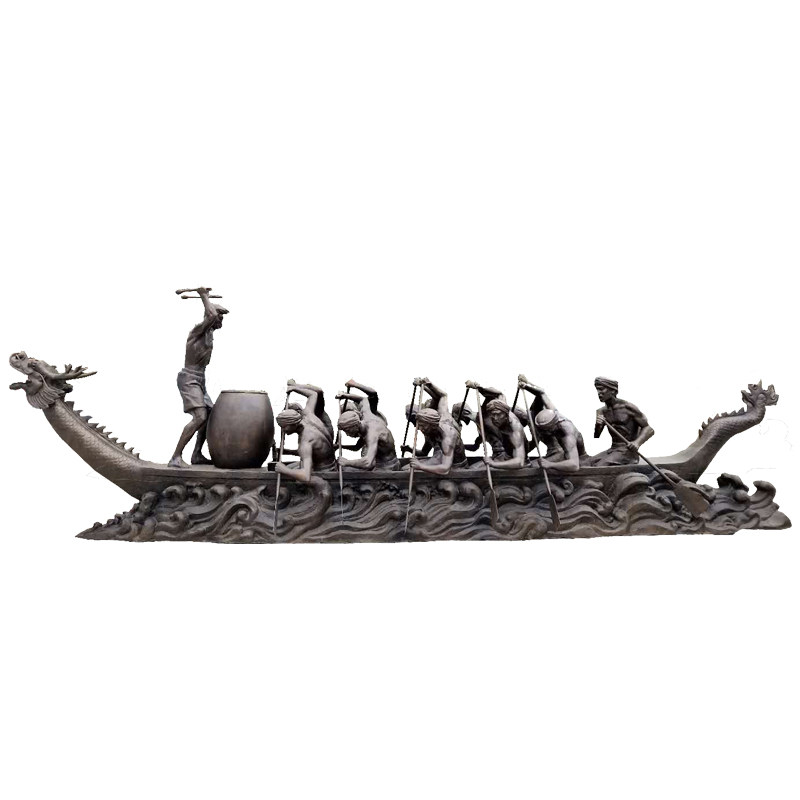 大型雕塑龙舟文化铸铜定制玻璃钢摆件户外园林景观摆件