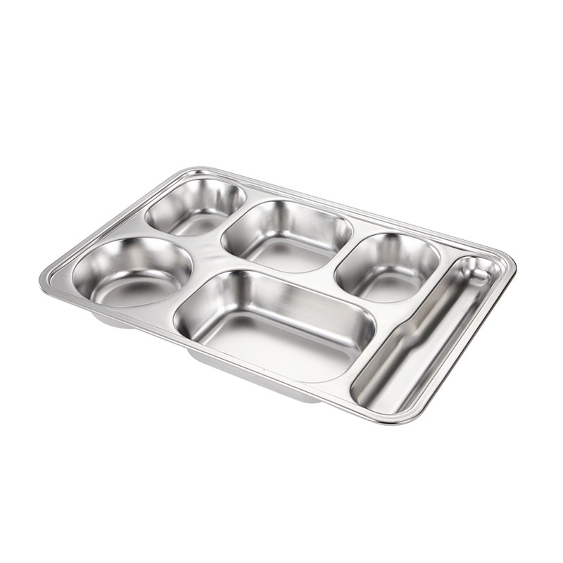 不锈钢快餐餐盘食品品级餐盒大人带盖商用四格盘