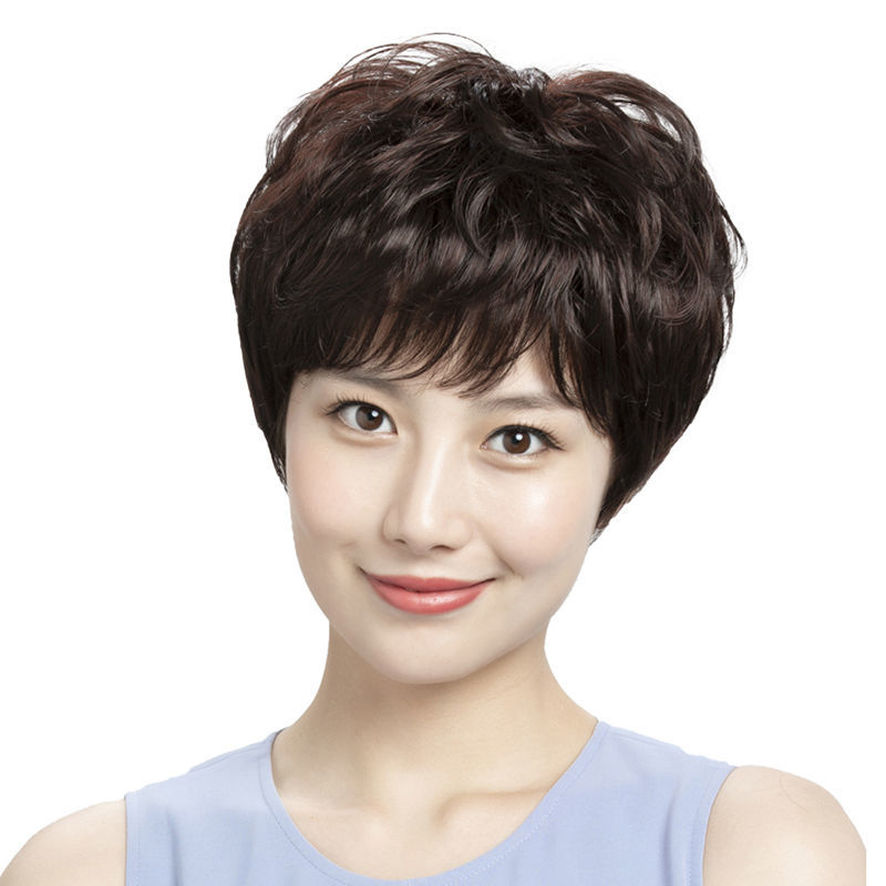 假发短发短卷发中老年女士发套自然逼真妈妈发型发饰