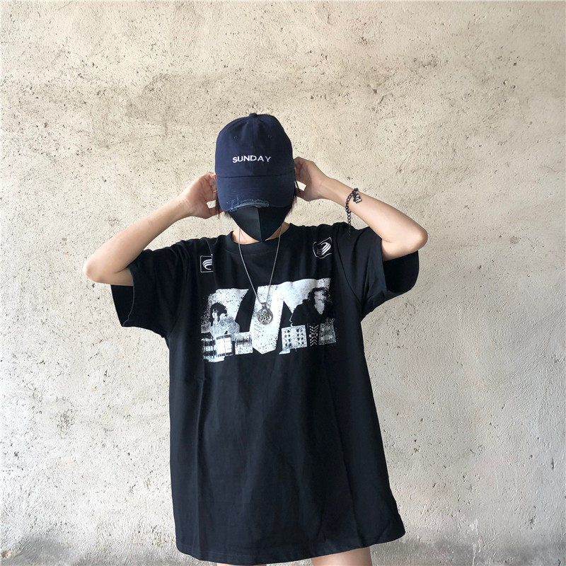 cavempt21awce日系潮牌女人头像满屏网点印花t恤