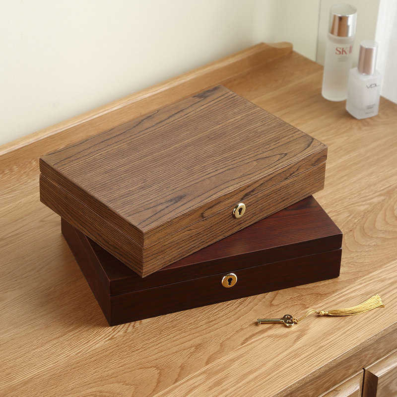 首饰收纳珠宝项链饰品盒实木质首饰盒轻奢精致首饰盒