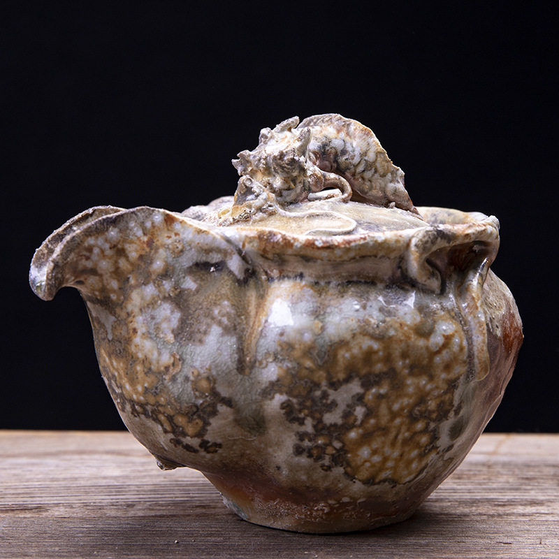 日本备前复古陶古手工柴烧盘龙摘宝瓶陶壶泡茶开水器