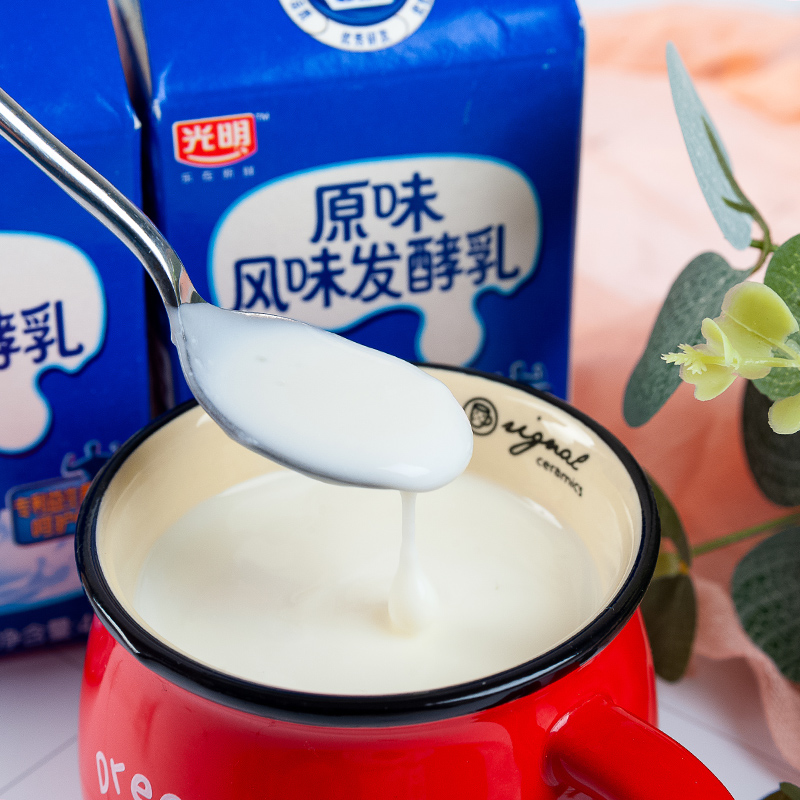 光明原味酸奶盒装益生菌风味发酵乳儿童营养早餐酸牛奶浓稠405g