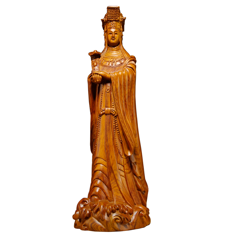 花梨木雕妈祖神像摆件家居供奉湄洲海神天上木雕