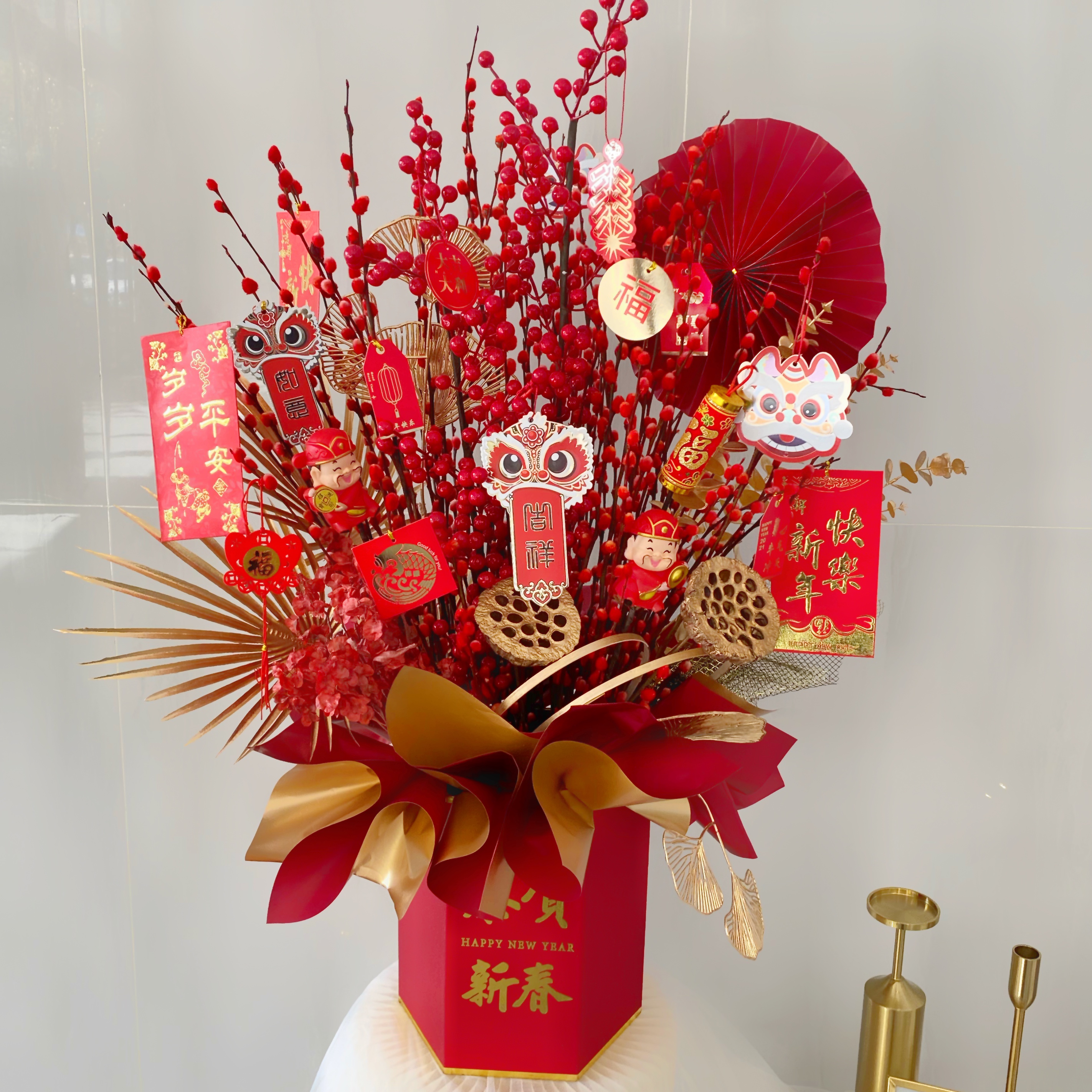 苏州同城鲜花配送年宵花银干花仿真春节元宵节干花