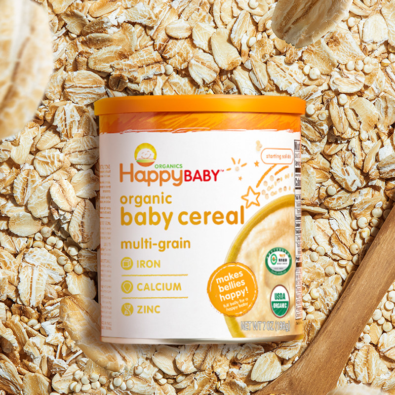 happybaby禧贝高铁宝宝辅食婴幼儿有机米粉米糊燕麦混合谷物单罐