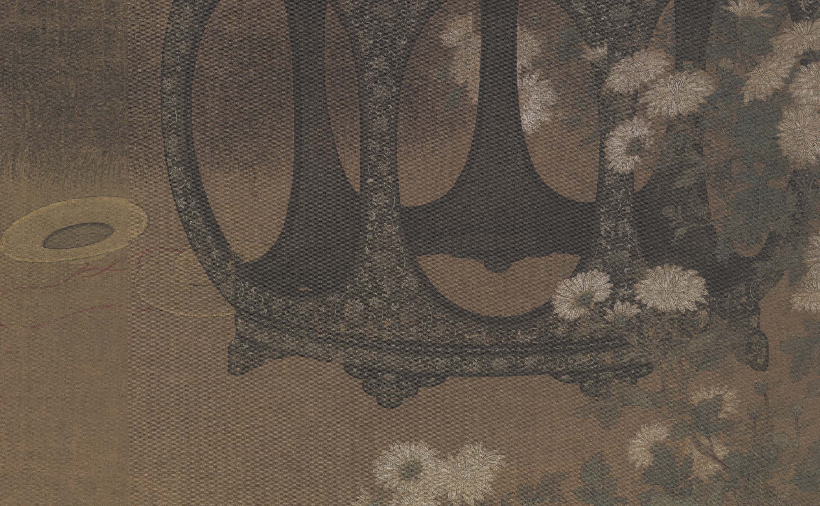 宋苏汉臣秋庭戏婴图高清微国画绢布画心厅玄关国画