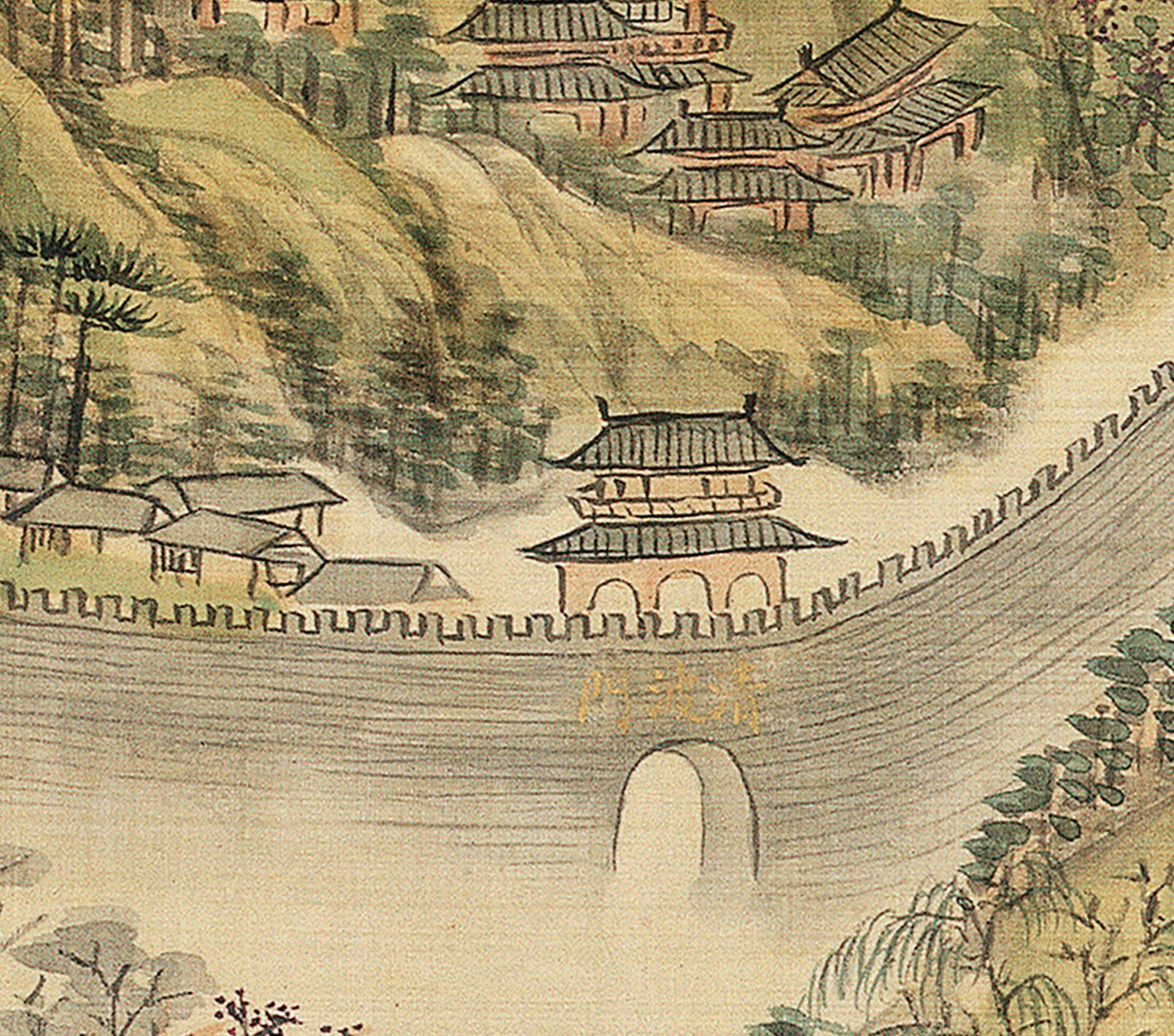 王原祁西湖十景图卷古代代名字画真迹复制高清国画