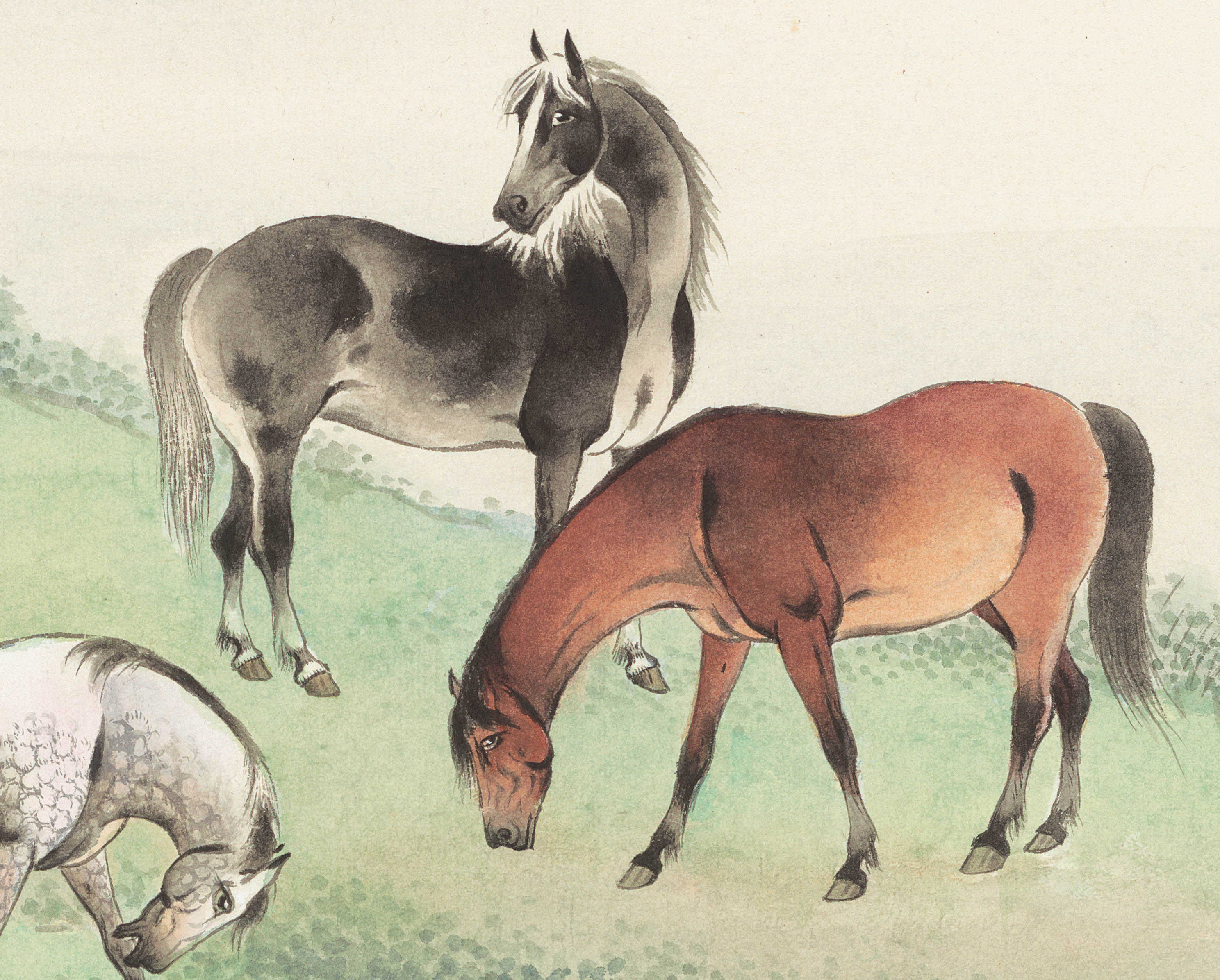 近现代胡成荣八骏图真迹复制画马动物图案高清艺术国画