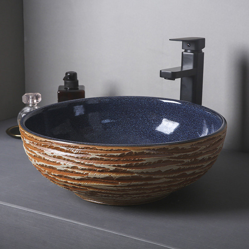 台上洗手盘单盘卫生间洗脸盆单盆复古阳台水盆陶瓷台上盆