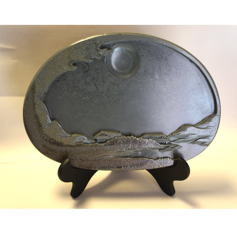 松花石砚草花砚茶台干泡台天天然纹理手工打造砚台