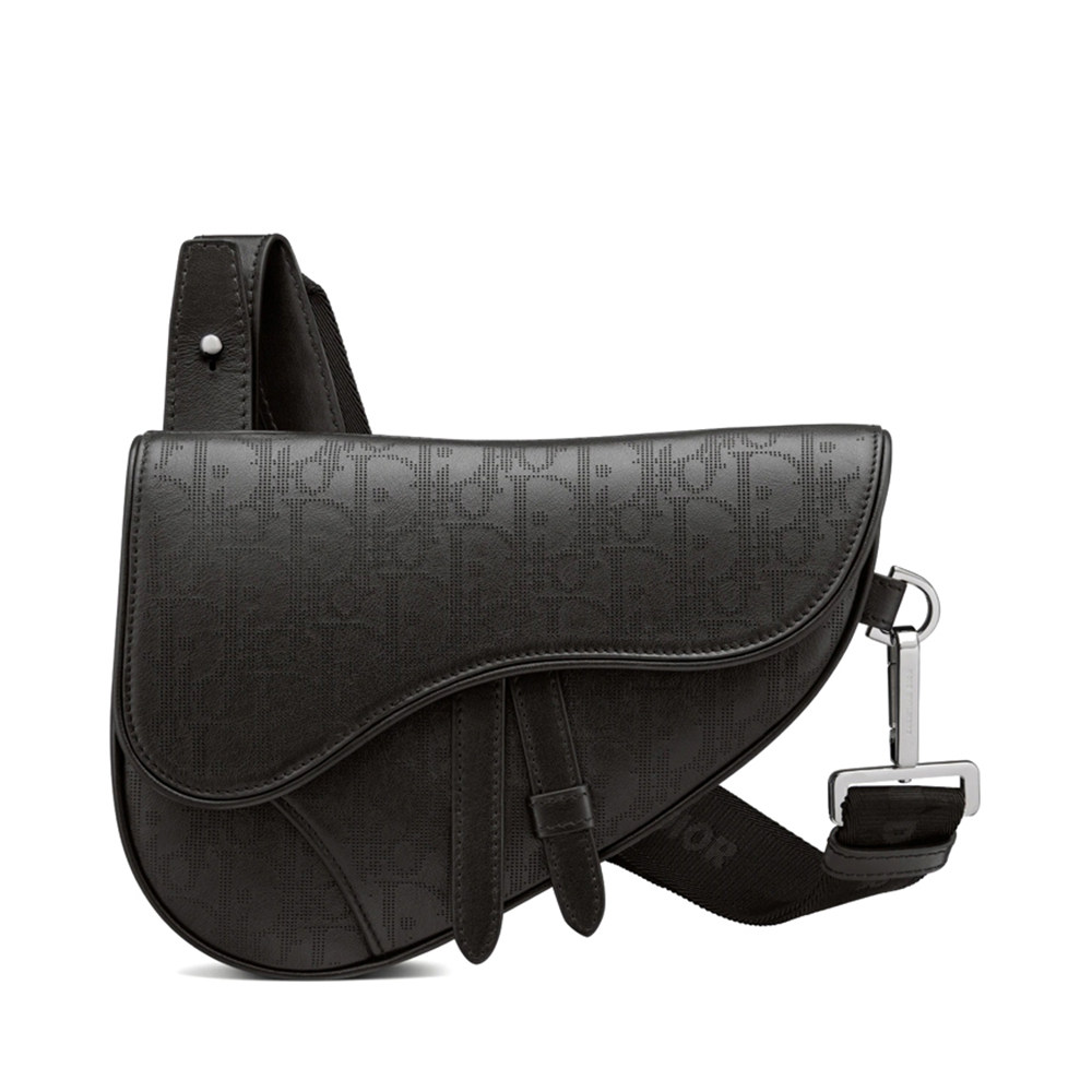 dior迪奥男士时尚黑色休闲印花皮革迷你马鞍男士包袋