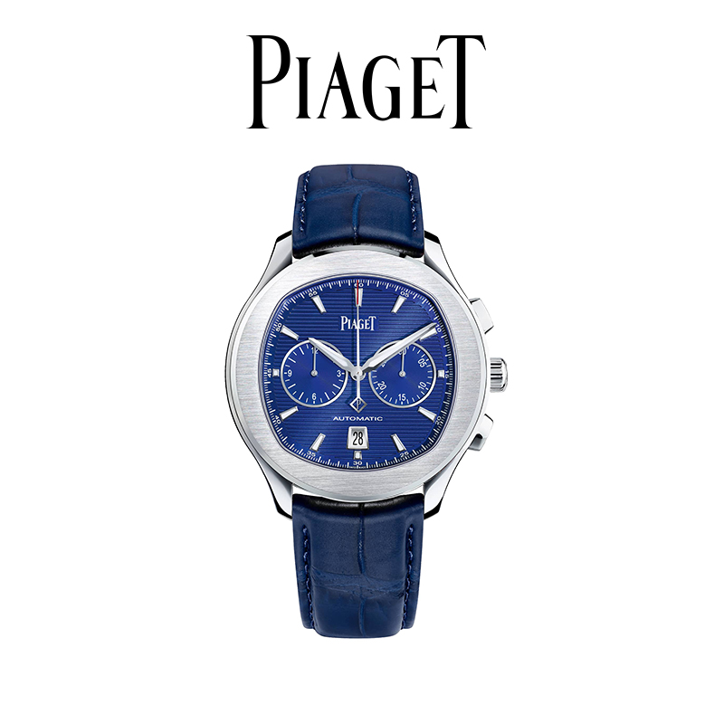 Piaget/伯爵官方POLO系列蓝色简约精钢计时自动机械腕表男手表