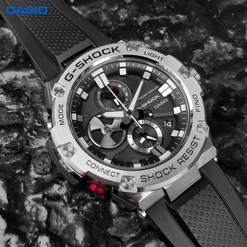 钢铁casio卡西欧手表之心太阳能多功能潮流腕表gst-b100-1a日韩腕表