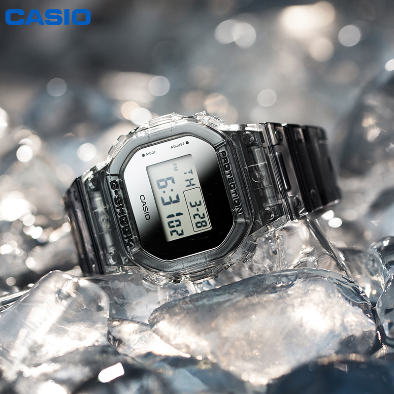 casio卡西欧半透明小方块gshock冰韧系列潮流运动手表男dw5600sk