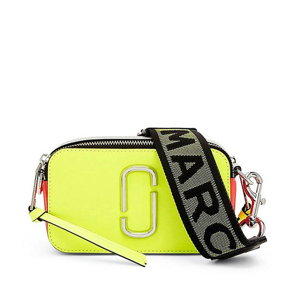 marcjacobs女士黄色牛皮荧光快照相机包单肩单肩女士包袋