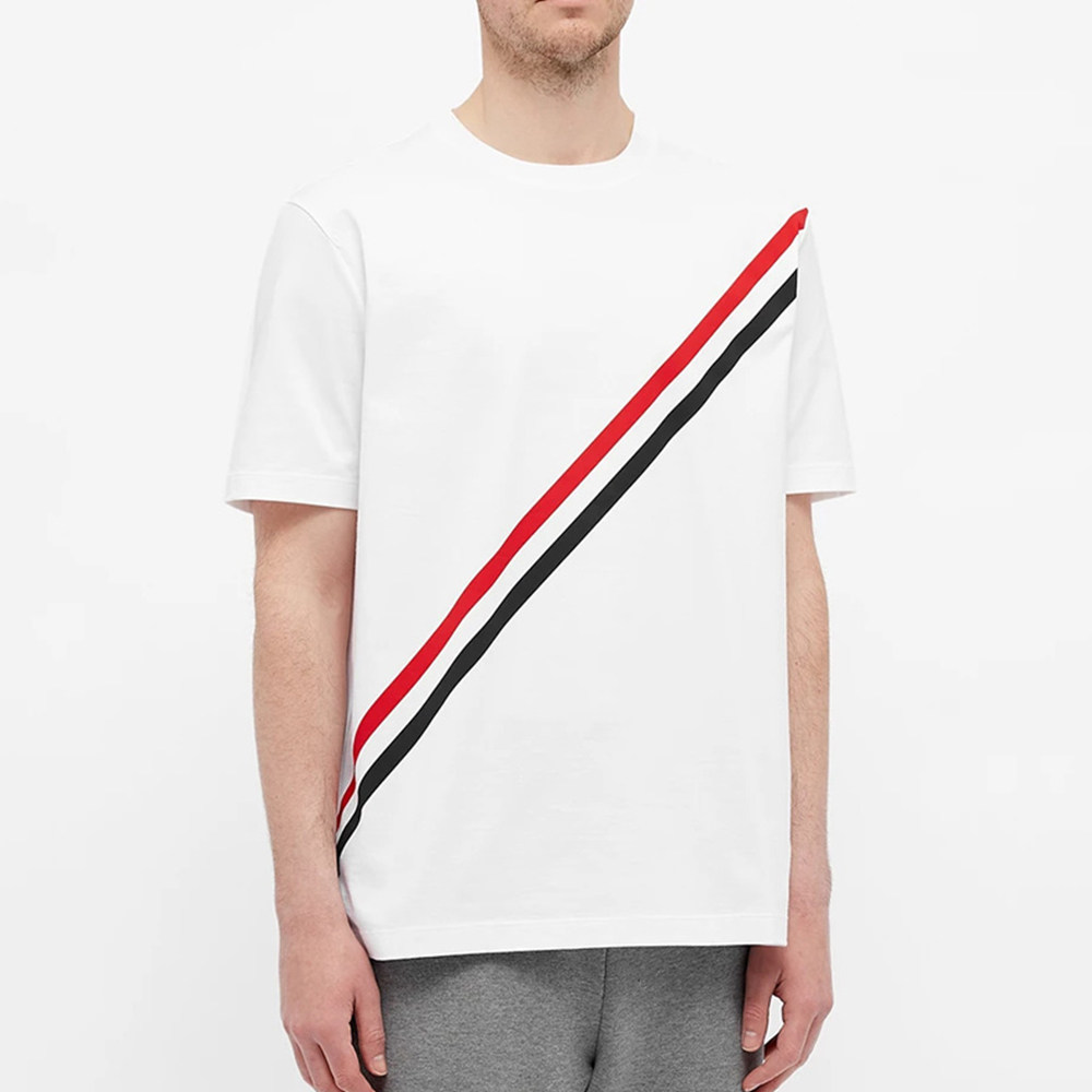 thombrowne汤姆布朗tb男士白色简约休闲圆领t恤