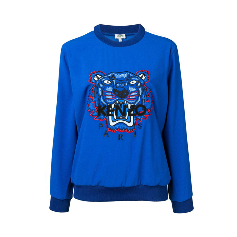 kenzo高田贤三春夏新款女士蓝色老虎刺绣logo卫衣卫衣