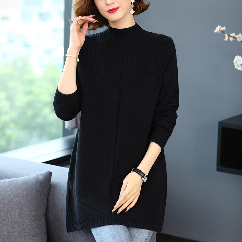 半高200斤胖秋冬中长打底mm高领加大加肥宽松毛衣