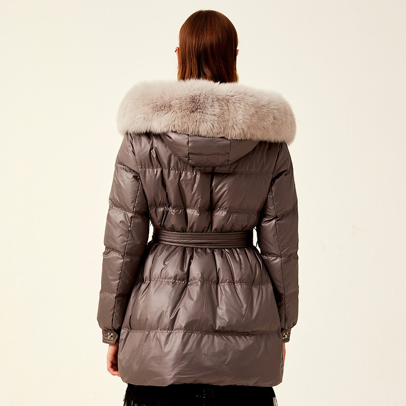 飘蕾新品狐狸毛领白鸭绒加厚羽绒服外套女