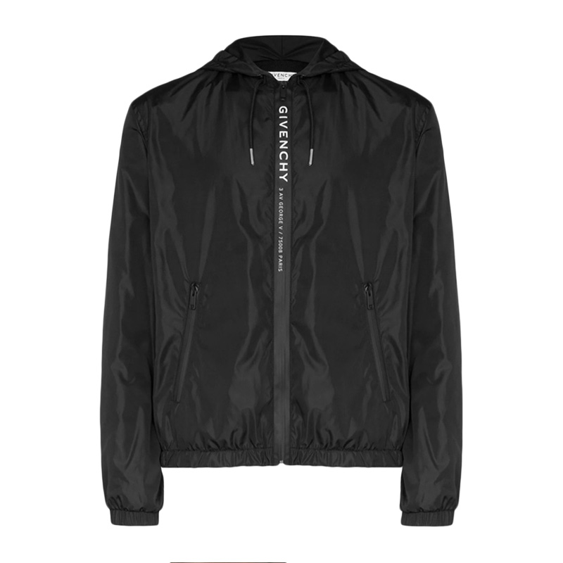 givenchy纪梵希男装连帽开襟收口黑色短款外套男款夹克