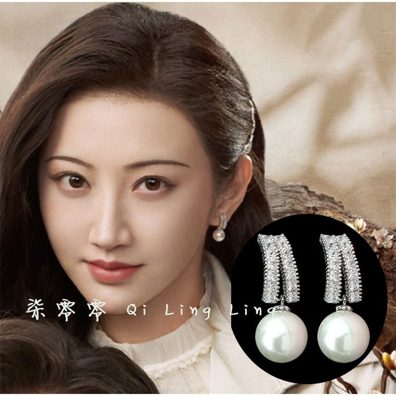耳饰司藤景甜同款耳环司腾司滕耳钉新款珍珠耳环