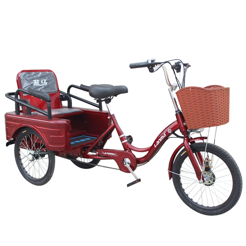 老年人代步电动脚踏人力三轮车锂电可折叠座椅载人老年代步车
