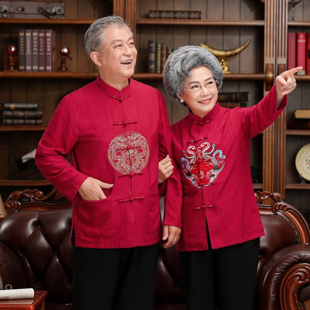 中式婚礼父母服装结婚唐装中老年礼服爸爸妈妈民族服装