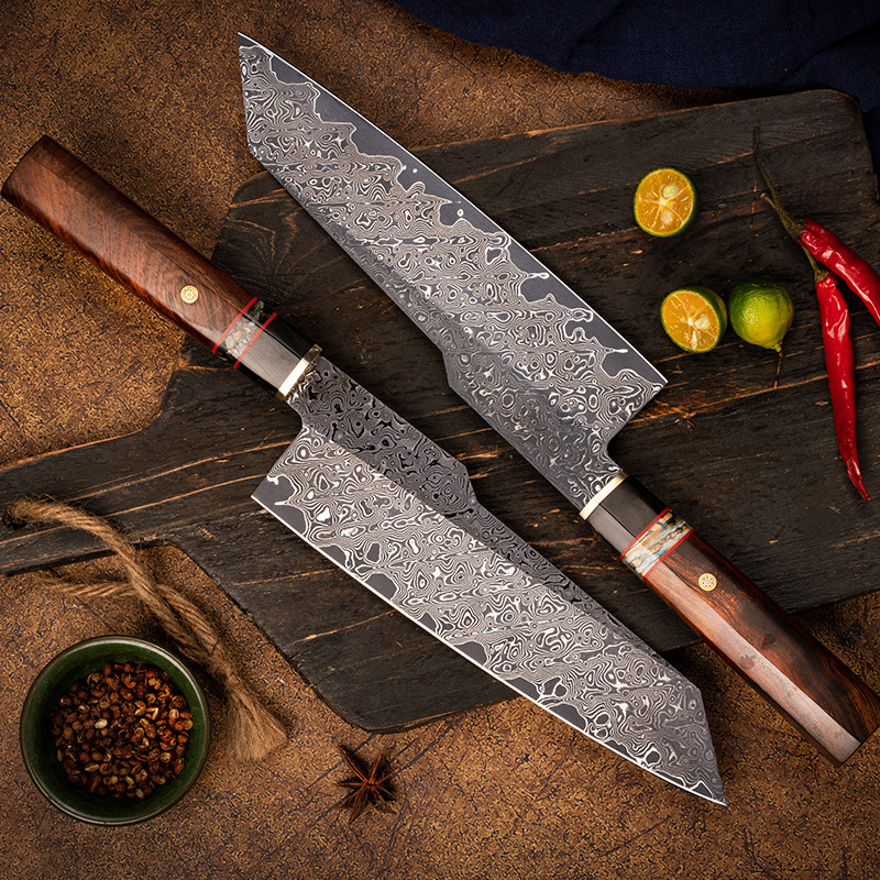 之作手工专业大马士革钢花花纹菜刀厨师西式主厨菜刀
