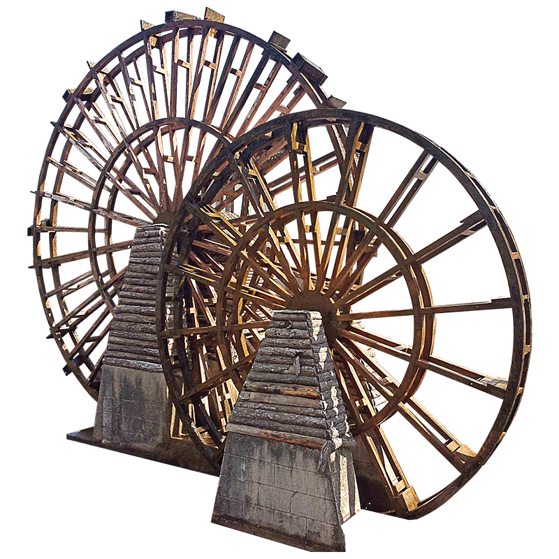 乡村公园复古旋转景观大水水车户外木质网红景观小品