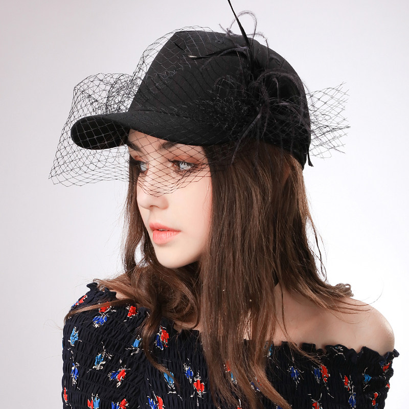 帽子女夏天时尚百搭棒球帽韩版潮春夏休闲韩国黑色个性网纱鸭舌