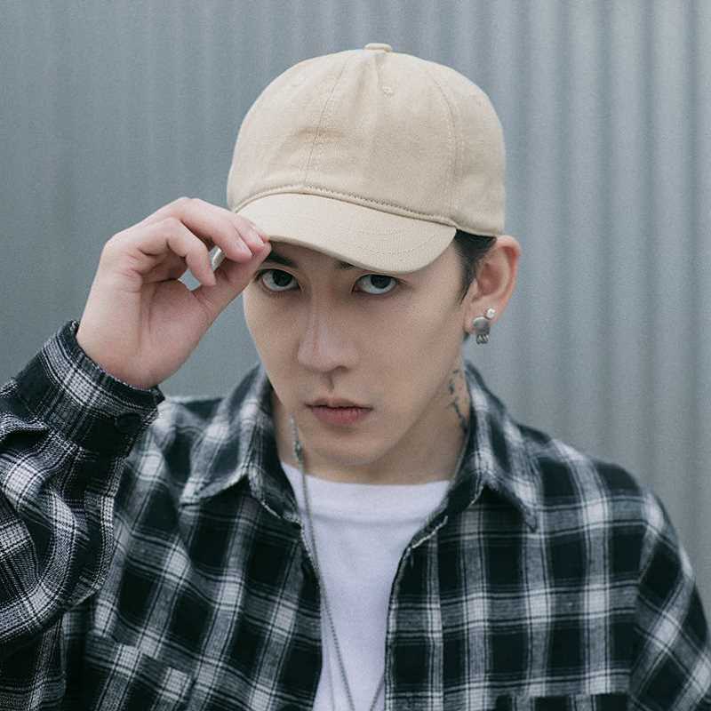 男生夏季防晒帽男款超薄遮阳帽子男式鸭舌棒球帽小头围短帽檐黑色