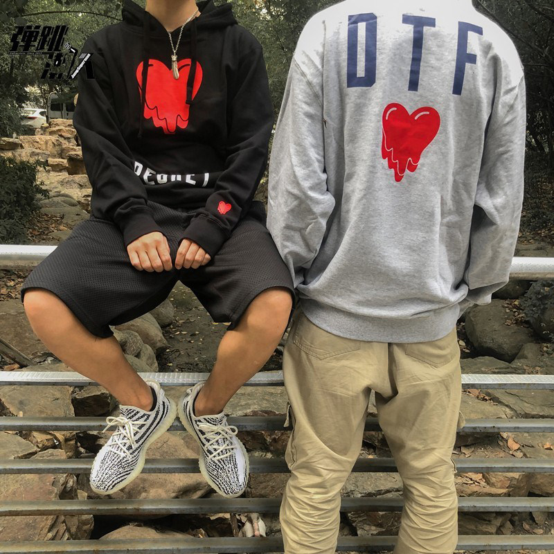 eu联名潮牌陈冠希同款连帽卫宽松溶解爱心情侣卫衣