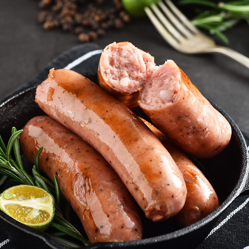 益多手工香肠黑胡椒热狗烤肠火腿肠640克整箱32包香肠