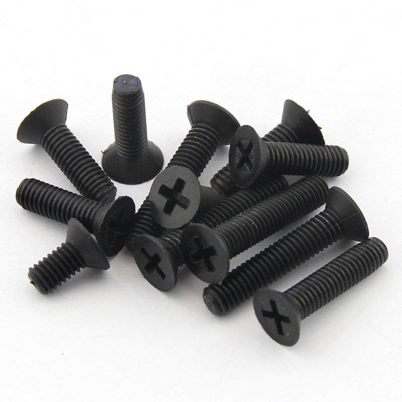 螺丝沉头十字尼龙螺钉黑色绝缘平头塑料m3螺栓