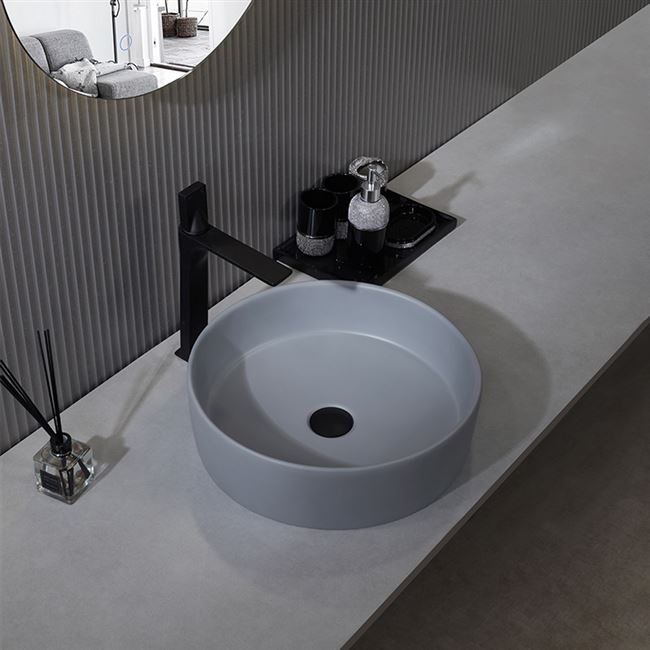 台上洗手盆灰色水泥洗脸盆圆形简约面盆彩色工业台上盆