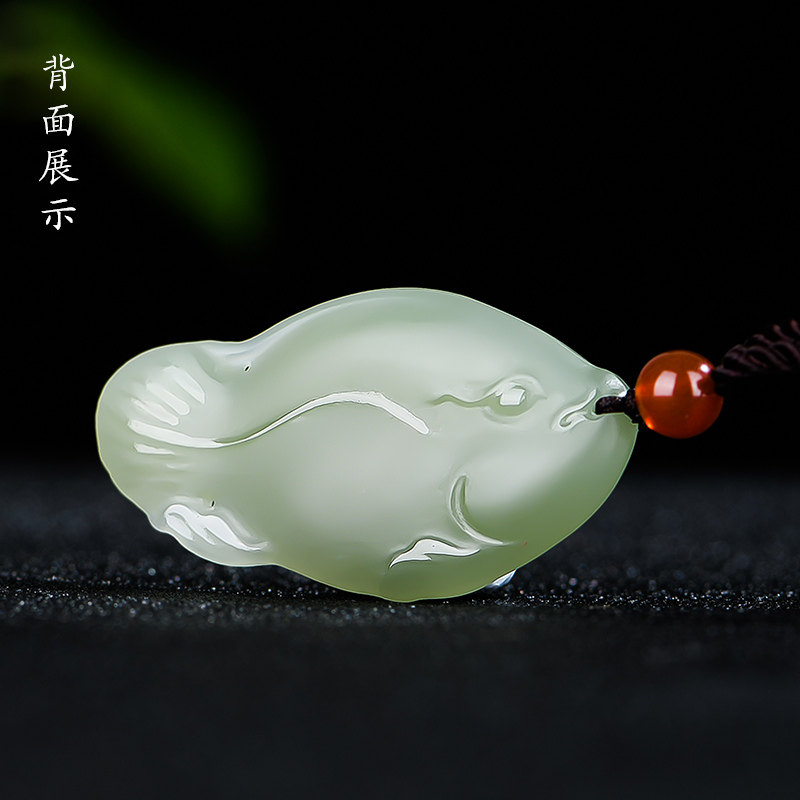 佳媛玉业和田年年有鱼吊坠男女女士款玉玉石玉挂玉牌颈饰