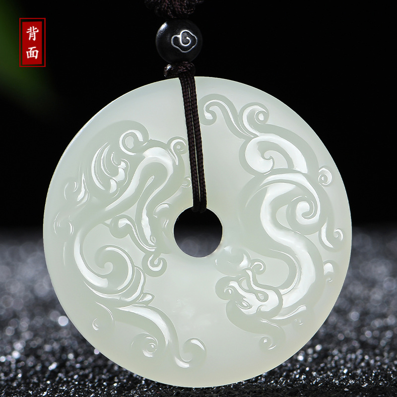 佳媛玉业和田龙凤呈祥平安扣吊坠男女女士款玉佩玉玉牌颈饰