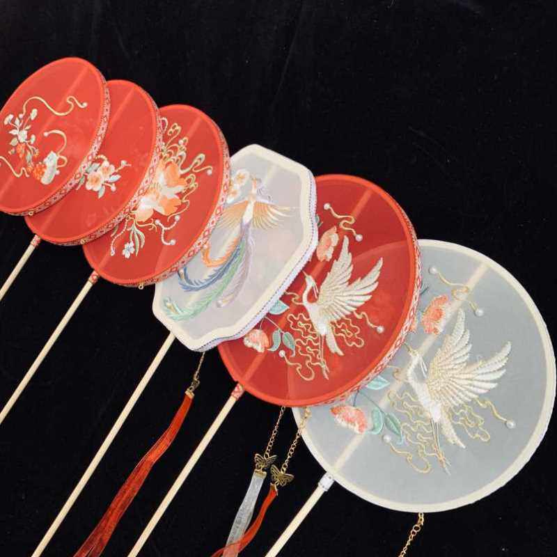 古风扇子仙气古代宫扇古代异形团扇汉服配饰手持国风古风长柄宫扇