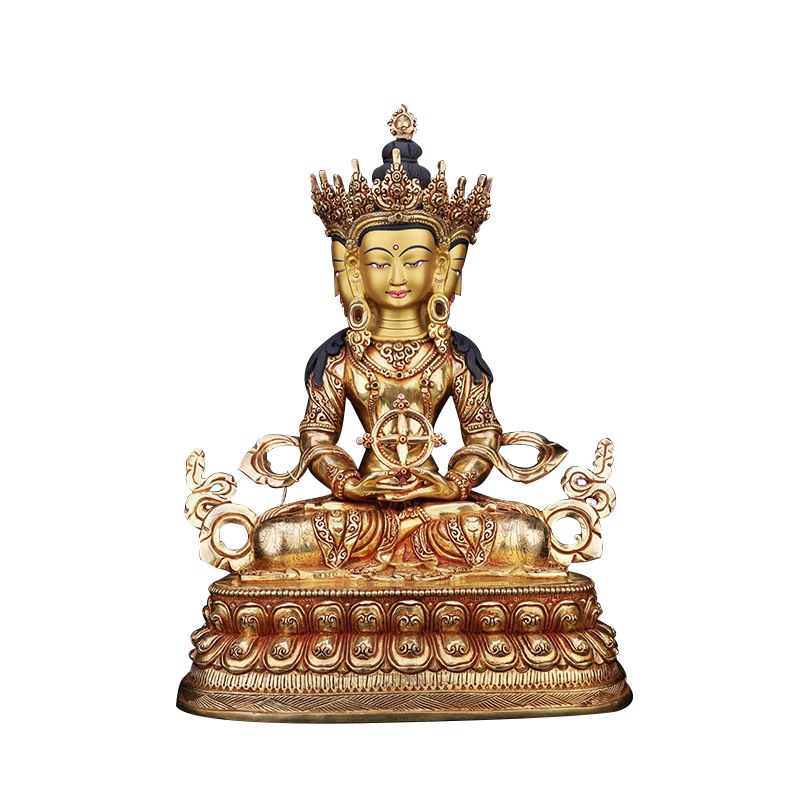 大日如来尼泊尔手工铜鎏10寸佛像藏传密宗佛堂桌面摆件