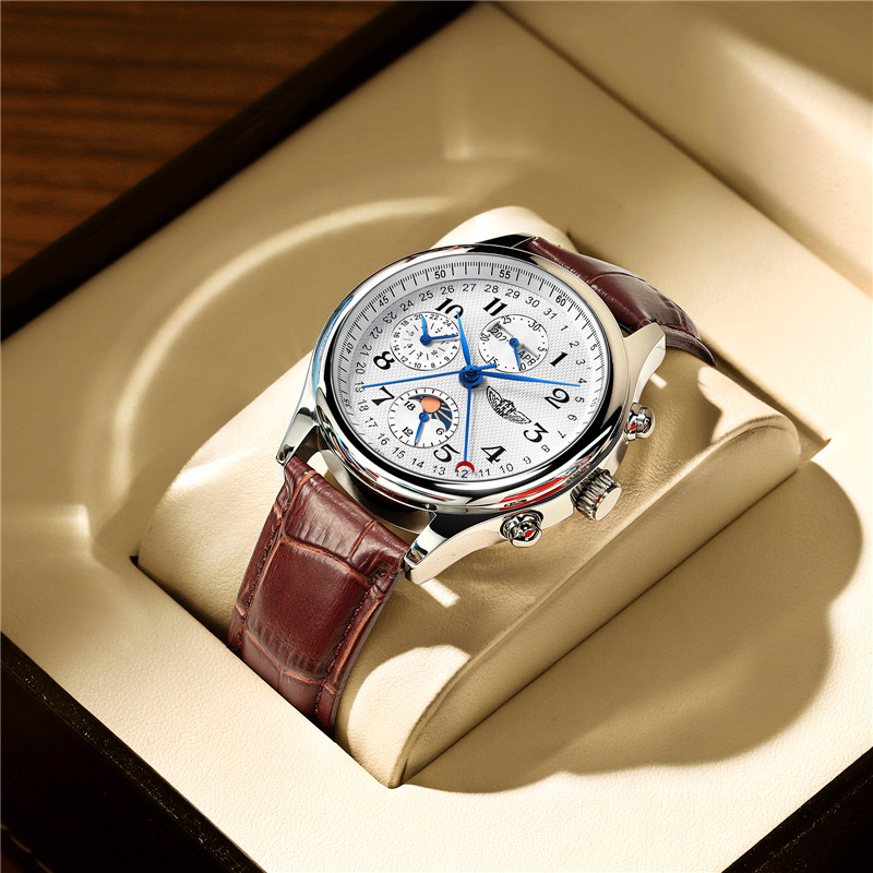 新古浪琴海外联名男士手表月相八针全自动机械表瑞士风格防水男表