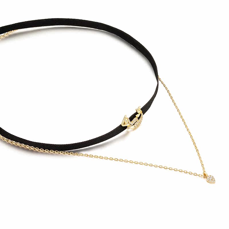 glamever美人鱼双层颈链心机减龄暗黑项链锁骨项链