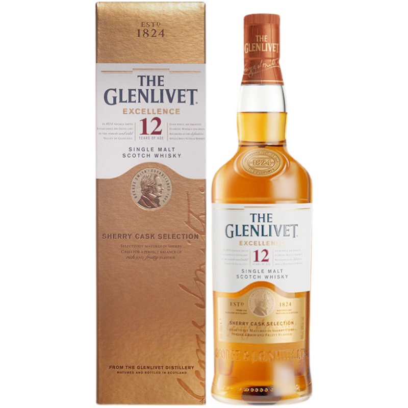 格兰威特12年醇萃雪莉桶陈单一麦芽苏格兰威士忌威士忌