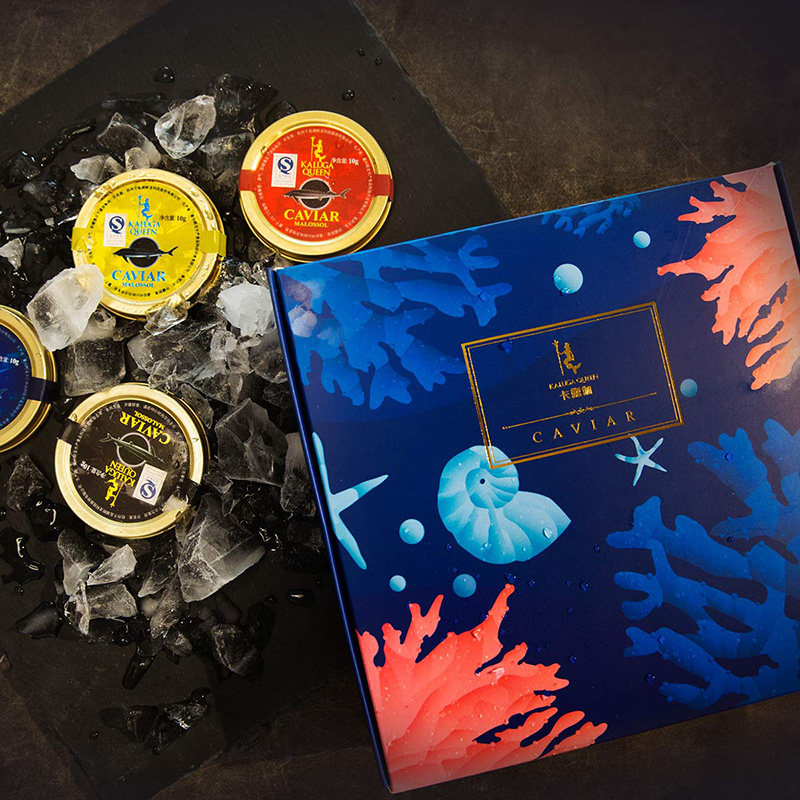 卡露伽鲟鱼鱼子酱即食黑鱼籽酱罐头水产品分享装50g*4